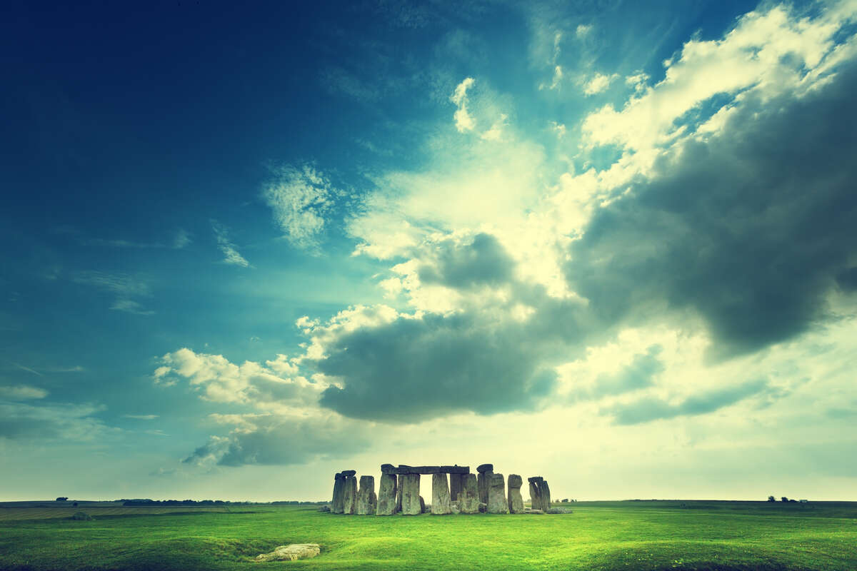 Stonehenge with clouds behind