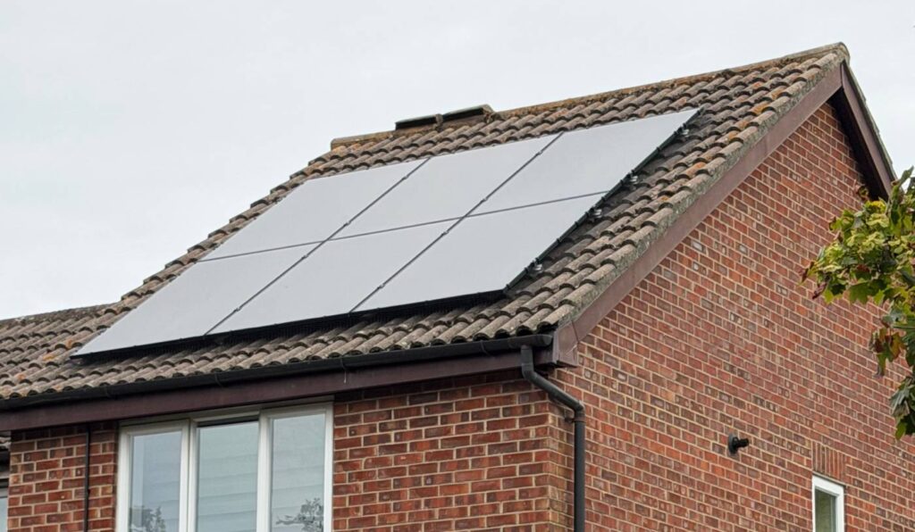 Solar panels on roof of house in Southampton